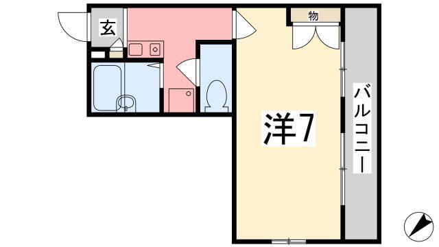 リバーサイド市川(1K/1階)の間取り写真