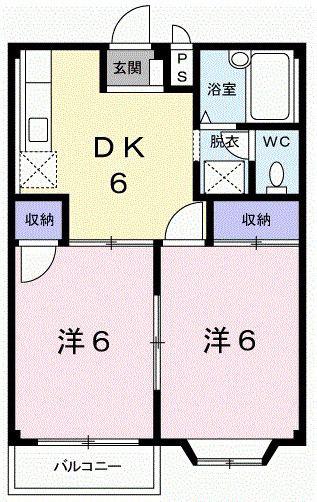 エルディムYOU(2DK/2階)の間取り写真