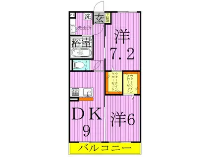 メゾンコンフォール3(2DK/3階)の間取り写真