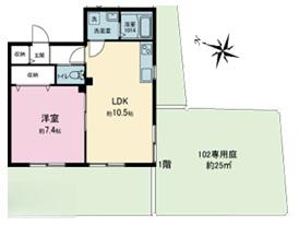 ベステージ鎌倉坂ノ下(1LDK/1階)の間取り写真