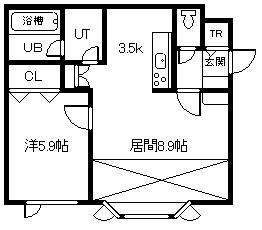 ディヴェールII(1LDK/2階)の間取り写真