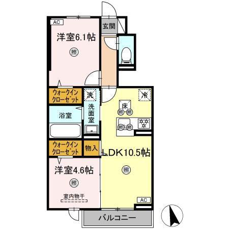 RION(2LDK/1階)の間取り写真