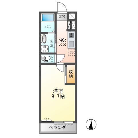 RUCOTA(1K/1階)の間取り写真