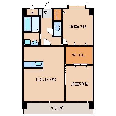 グランコード(2LDK/3階)の間取り写真