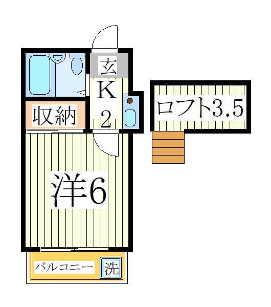 パレス南柏(1K/1階)の間取り写真
