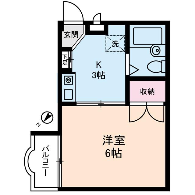 ボヌール南浦和(1K/2階)の間取り写真
