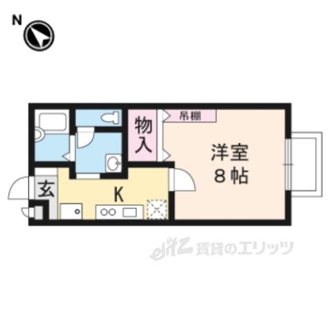 セジュール鴨土(1K/1階)の間取り写真