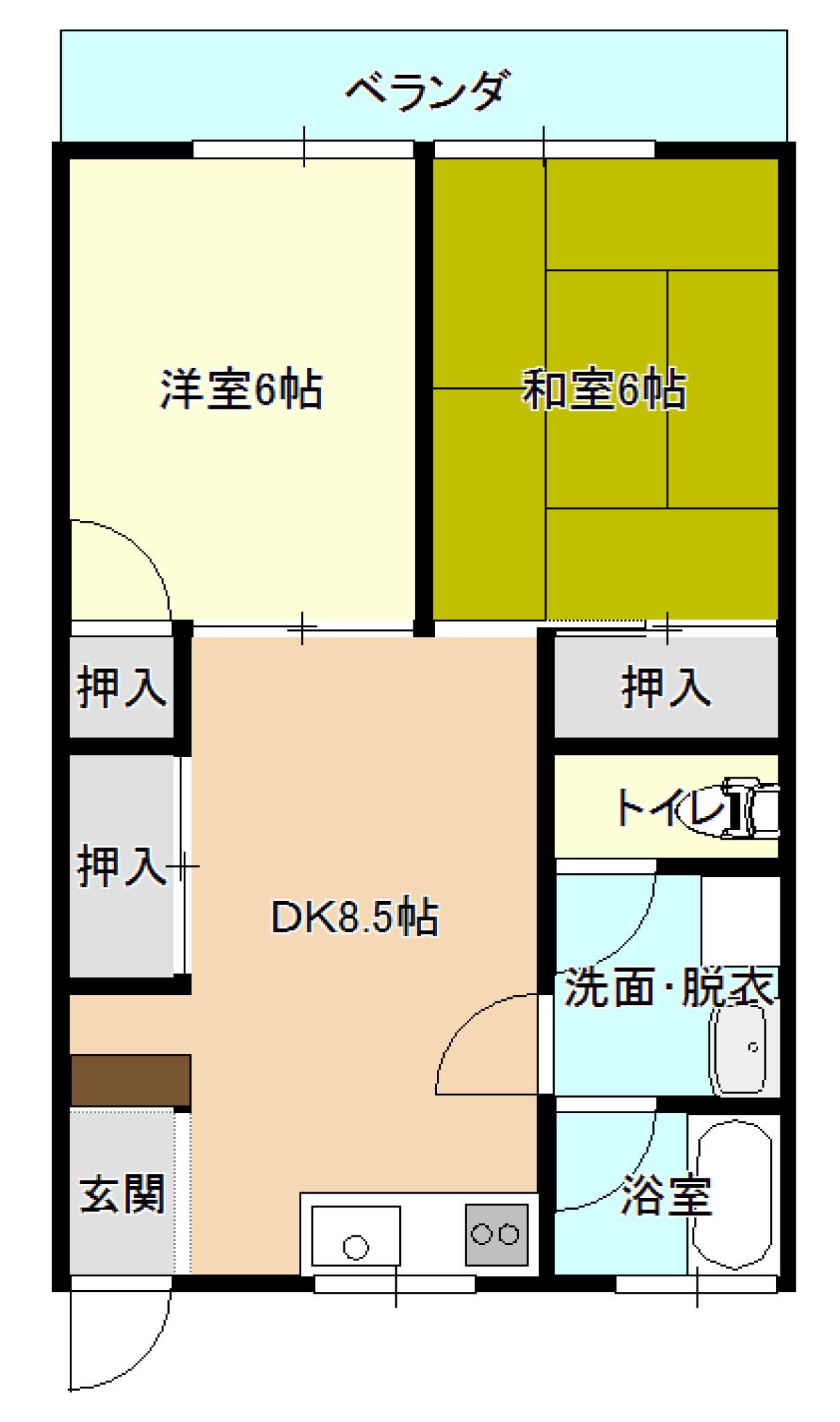 森本タウンハイツ(2DK/2階)の間取り写真