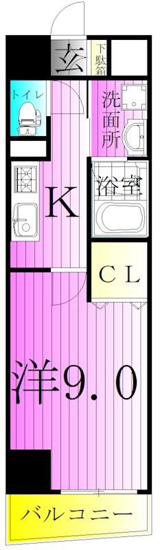 ケイ・ヴィラージュ(1K/3階)の間取り写真