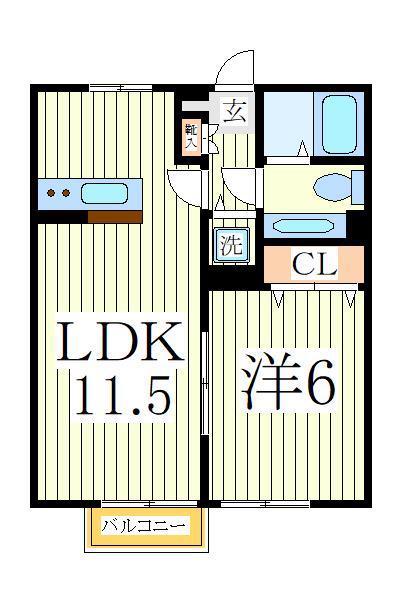 ローズパレス(1LDK/2階)の間取り写真