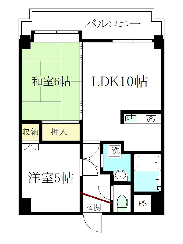 ピュアライフ観音堂(2LDK/3階)の間取り写真