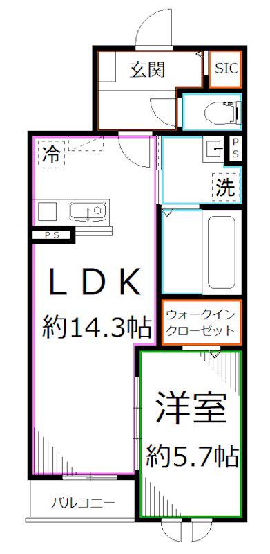 ユアメゾン メイプル(1LDK/1階)の間取り写真