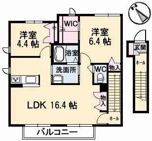 シャーメゾン ラ・モード ガーデンズIII(2LDK/2階)の間取り写真