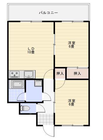 たきもとビル(2LDK/4階)の間取り写真