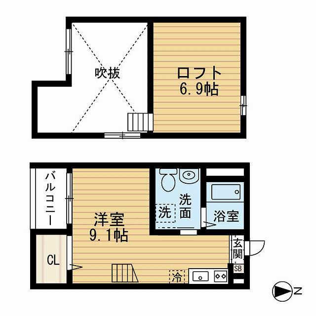 LUCE(1K/2階)の間取り写真