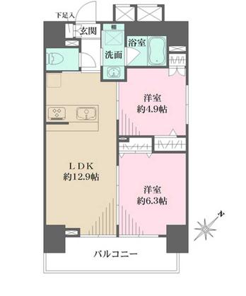 CREST HILL 文京千石(2LDK/9階)の間取り写真