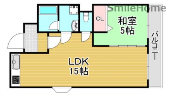 ハピネス南館(1LDK/4階)の間取り写真