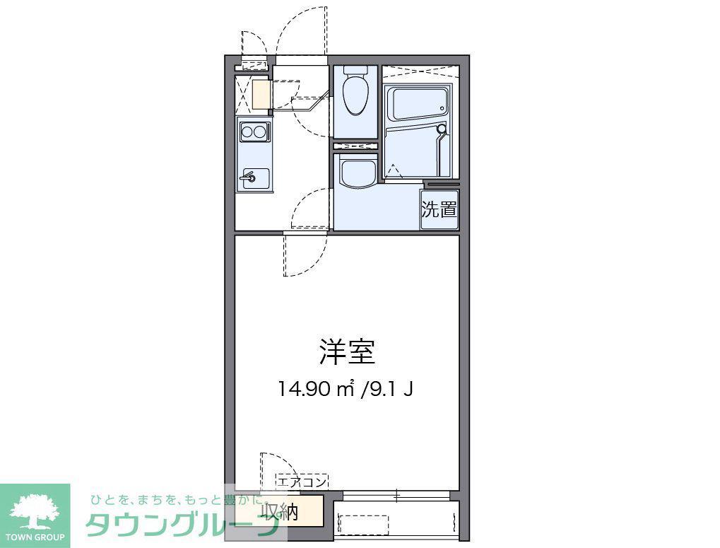 クレイノゾンネンブルーメ川越(1K/2階)の間取り写真