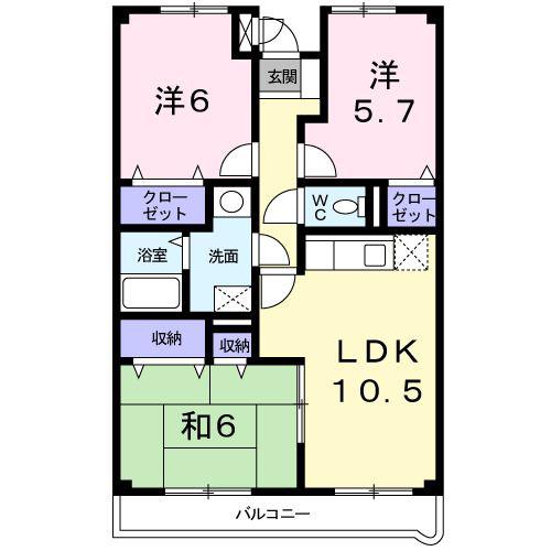 ラルジュウエスト(3LDK/1階)の間取り写真