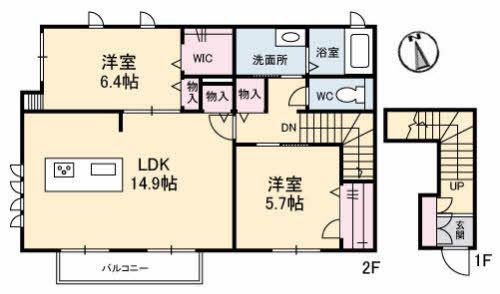 SOPHIA K.S(2LDK/2階)の間取り写真