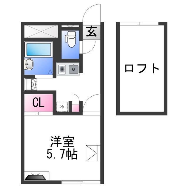 レオパレスB フリーゼ(1K/1階)の間取り写真
