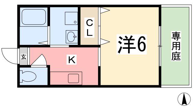 エスポワール雅(1K/1階)の間取り写真