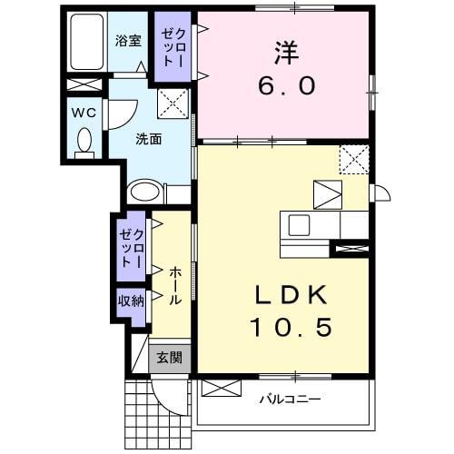 ミュゼII(1LDK/1階)の間取り写真