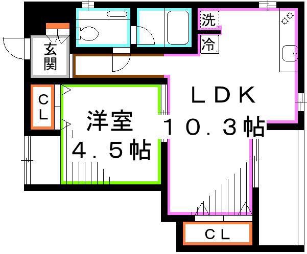 ブラウアー・フォーゲル(1LDK/1階)の間取り写真