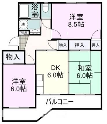 YKハイム北安東(3DK/2階)の間取り写真