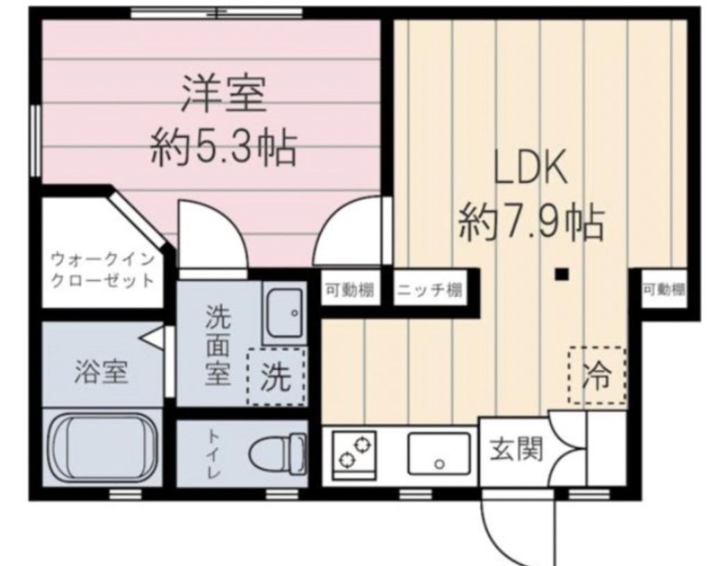 エスポワール上落合(1DK/1階)の間取り写真
