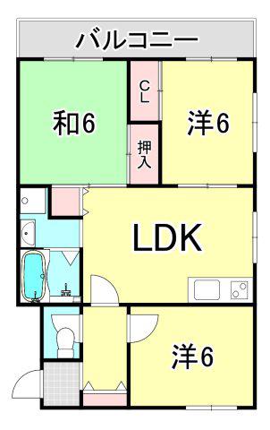 松ヶ丘ハイツ(3LDK/2階)の間取り写真