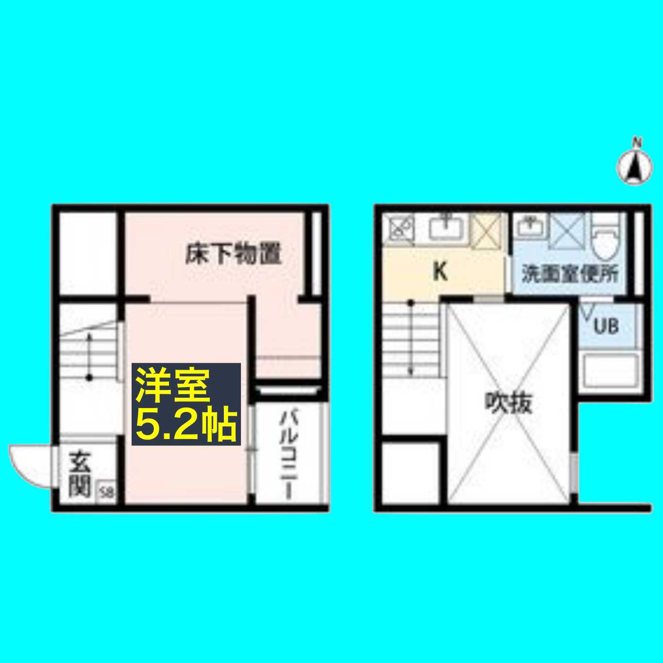 FONTANA TAKABATAフォンターナ(1K/1階)の間取り写真