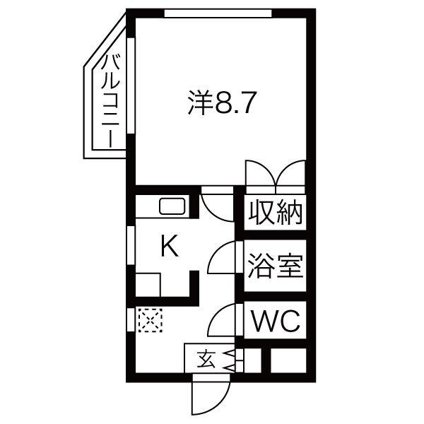 サンフォレストII(1K/3階)の間取り写真