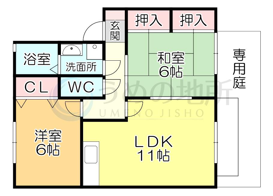 ピュアドーム2(2LDK/1階)の間取り写真