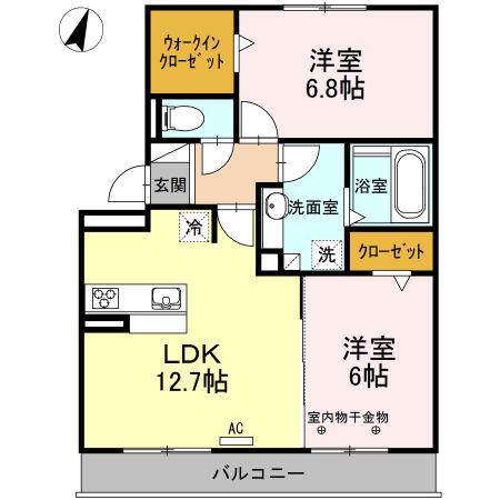 マルベルN(2LDK/3階)の間取り写真