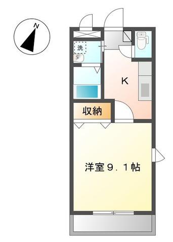 ジラソーレ(1K/2階)の間取り写真