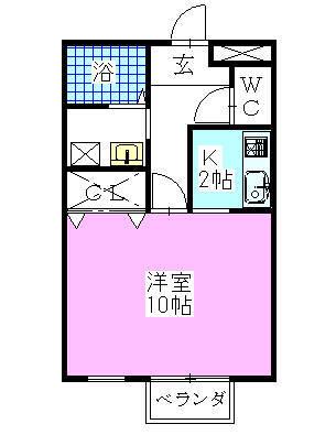 メゾンルミエール(1K/1階)の間取り写真