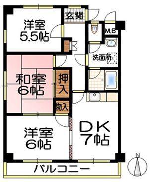 パークサイド(3DK/2階)の間取り写真