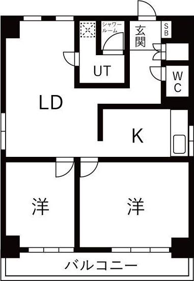 ライオンズマンション丸の内(2LDK/5階)の間取り写真