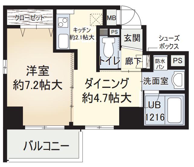 カーサ セレーネ(1DK/10階)の間取り写真