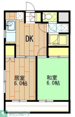 高倉ハイツ(2DK/4階)の間取り写真