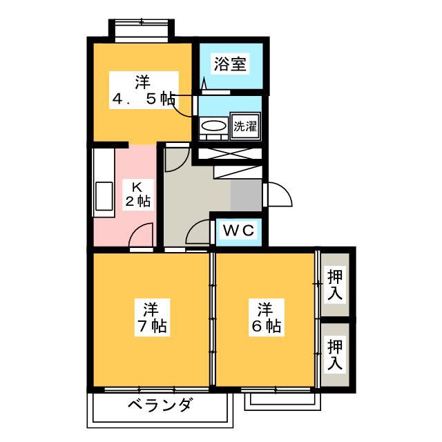 サンライトカネ井(3K/2階)の間取り写真