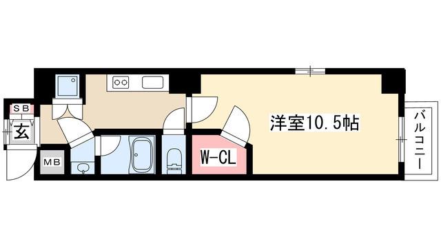 エスペランサみずの(1K/4階)の間取り写真