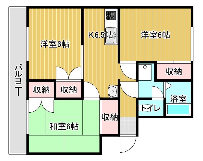 あむーる・きたかたB(3DK/2階)の間取り写真