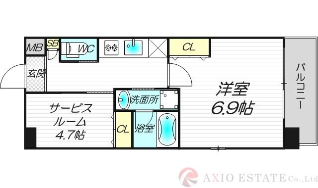 スプランディッド新大阪III(1SK/12階)の間取り写真