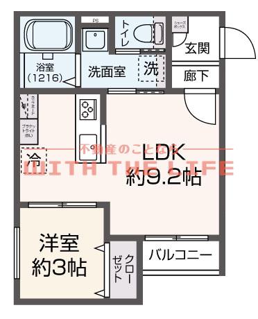 DELICA花畑(1LDK/1階)の間取り写真