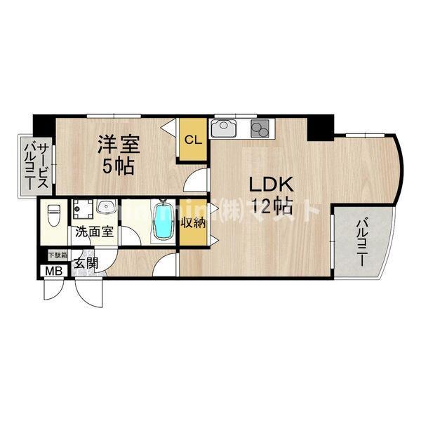 フェルザ今宮戎(1LDK/7階)の間取り写真