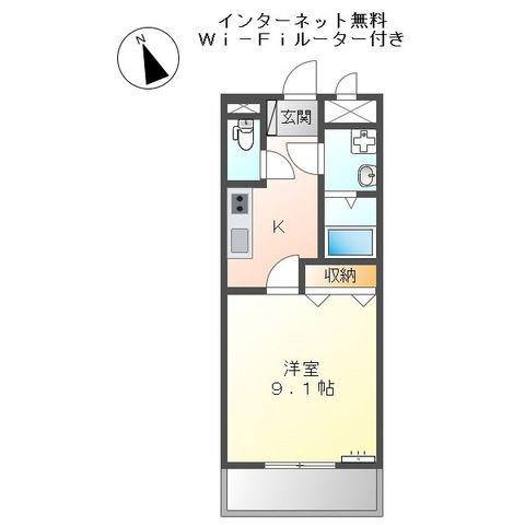 グランディー(1K/2階)の間取り写真