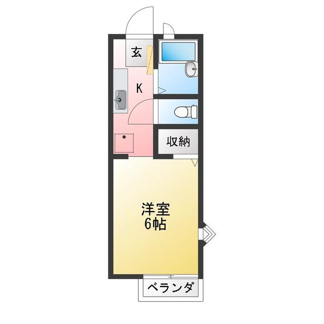 ビーライン(1K/1階)の間取り写真