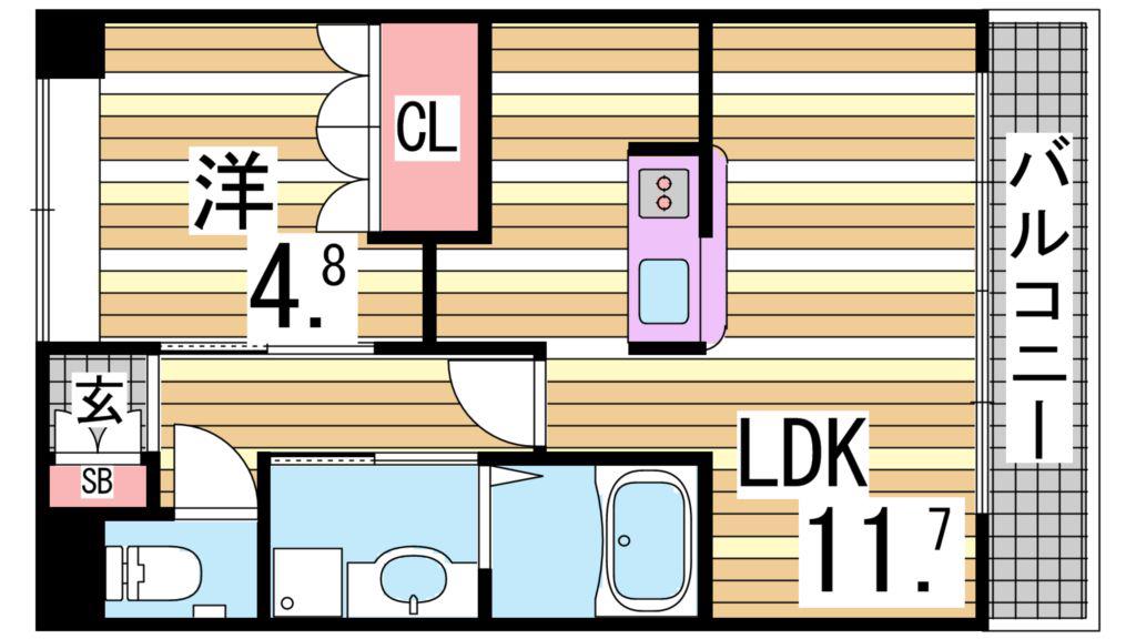 グリーンヴィラ六甲(1LDK/1階)の間取り写真